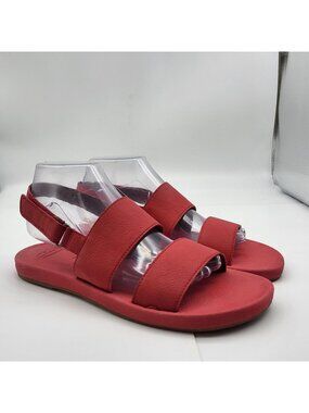 Clarks Red Slingback Sandals 9.5 Narrow Beachy Resort Festival Vegan